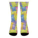 Colorful Gummy Bear Print Crew Socks