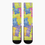 Colorful Gummy Bear Print Crew Socks
