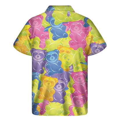 Colorful Gummy Bear Print Men's Short Sleeve Shirt