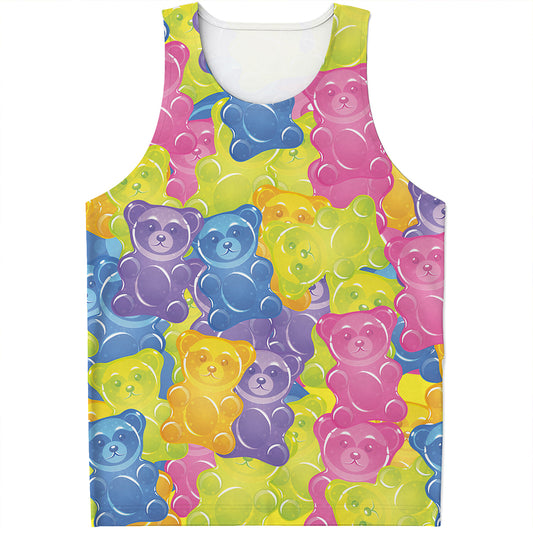 Colorful Gummy Bear Print Men's Tank Top