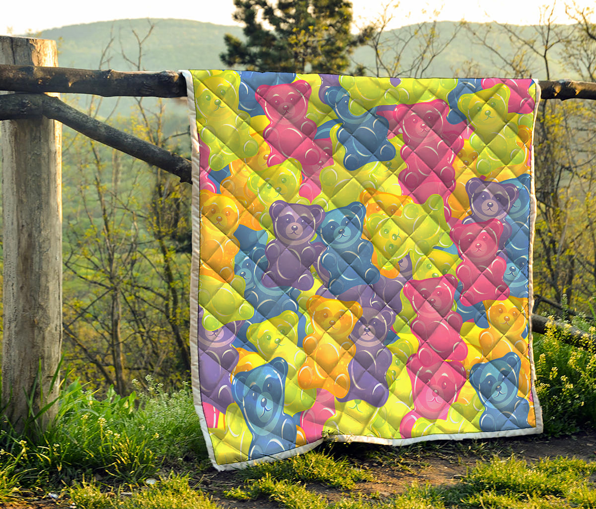 Colorful Gummy Bear Print Quilt