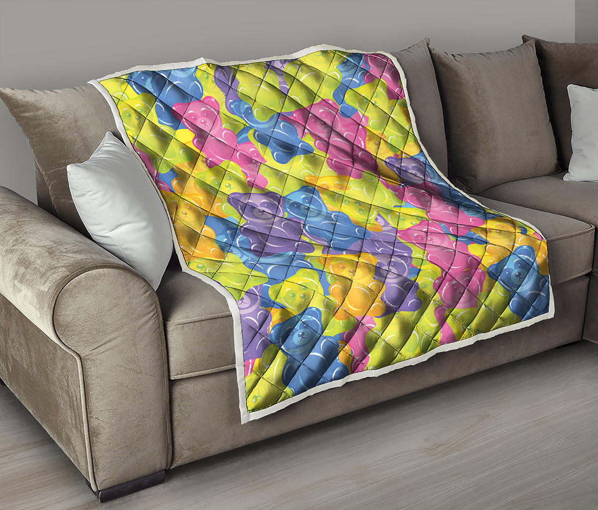 Colorful Gummy Bear Print Quilt