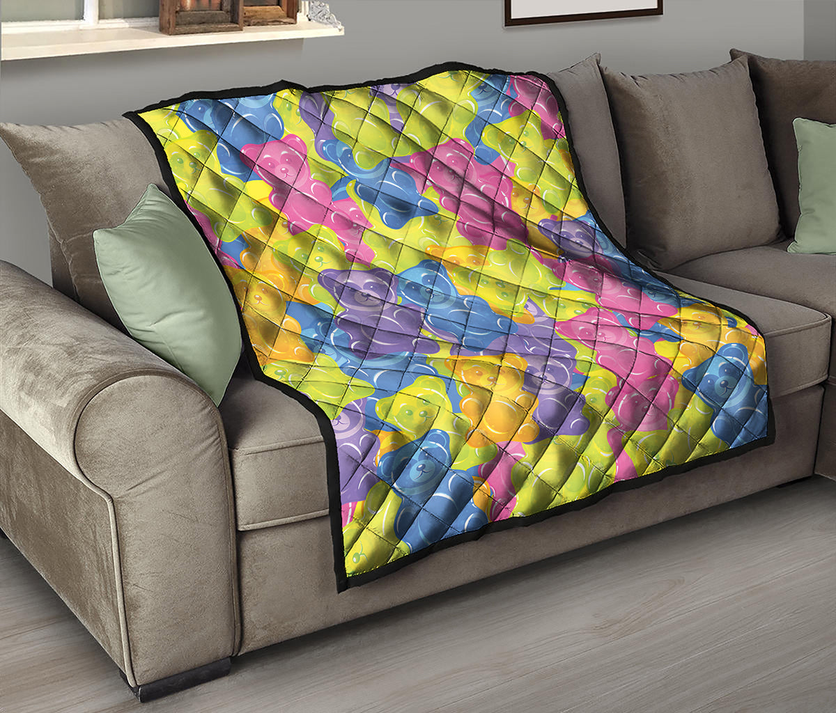 Colorful Gummy Bear Print Quilt