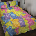 Colorful Gummy Bear Print Quilt Bed Set