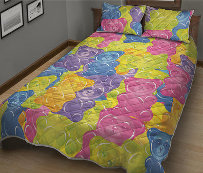 Colorful Gummy Bear Print Quilt Bed Set
