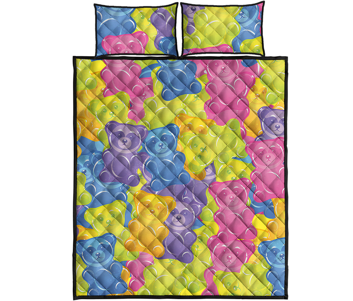 Colorful Gummy Bear Print Quilt Bed Set