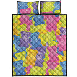 Colorful Gummy Bear Print Quilt Bed Set