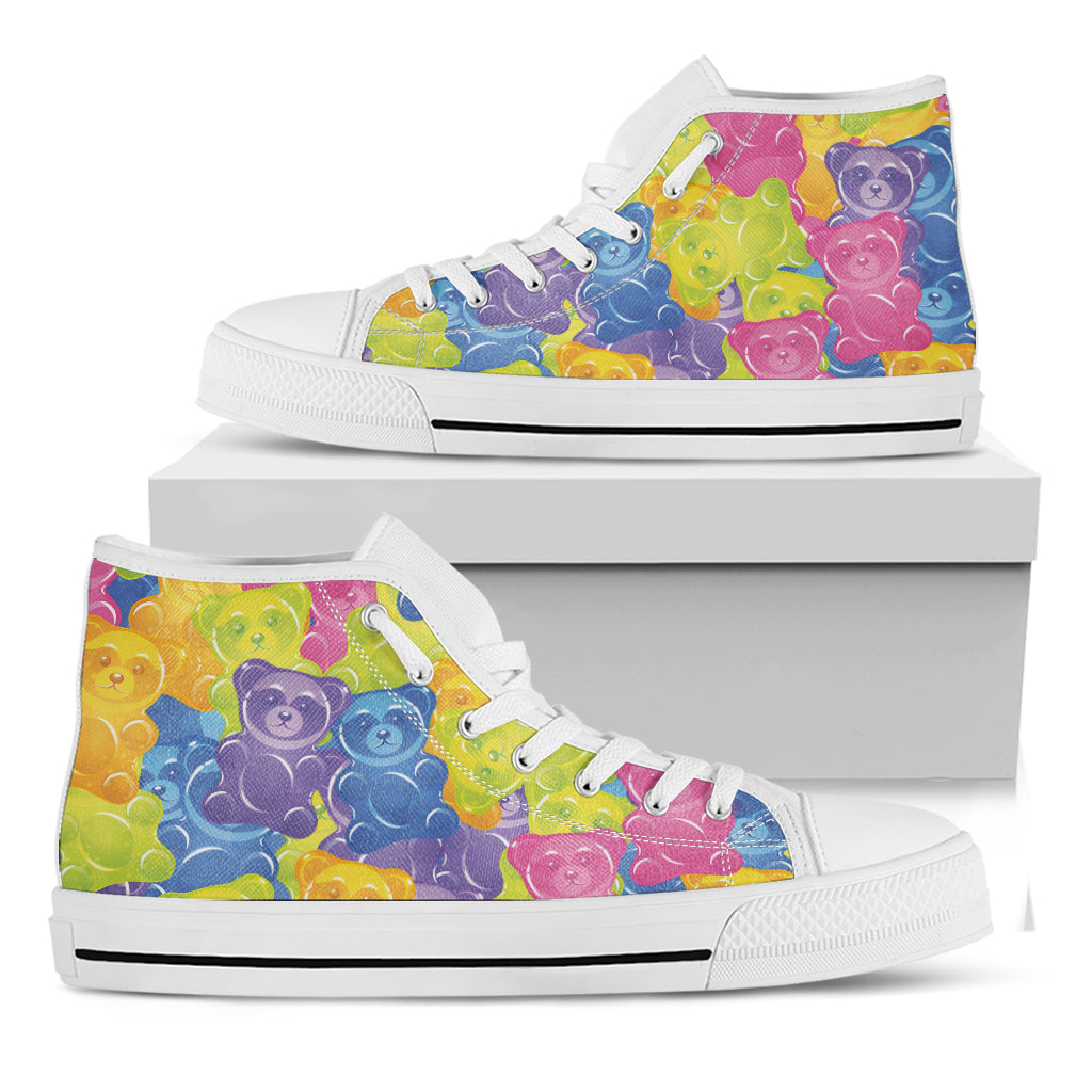 Colorful Gummy Bear Print White High Top Shoes