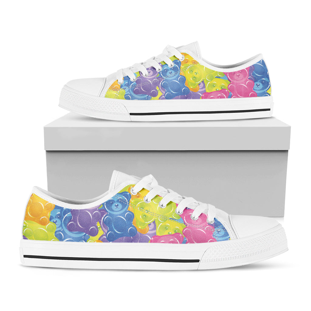 Colorful Gummy Bear Print White Low Top Shoes