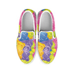 Colorful Gummy Bear Print White Slip On Shoes