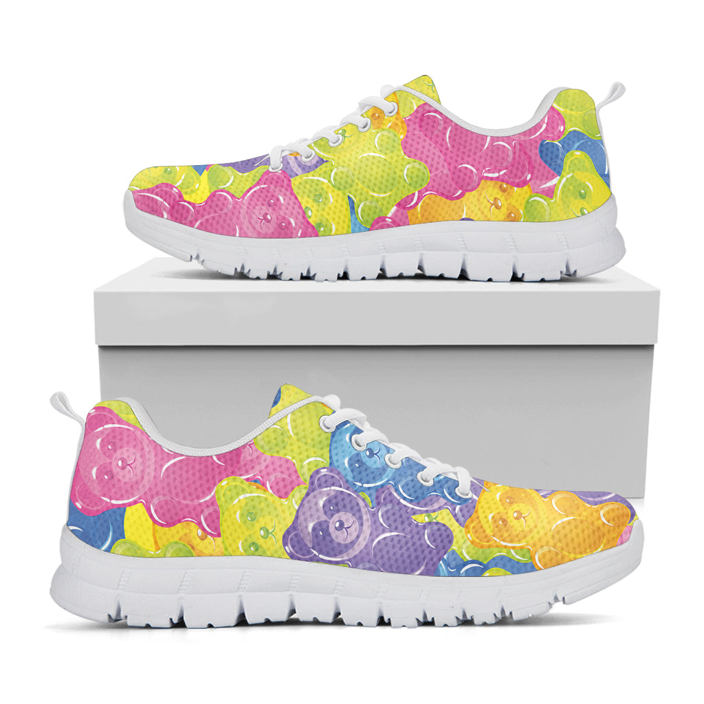 Colorful Gummy Bear Print White Sneakers