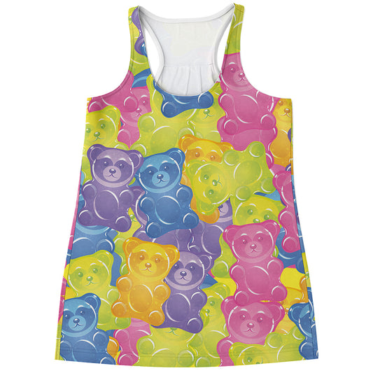 Colorful Gummy Bear Print Women's Racerback Tank Top