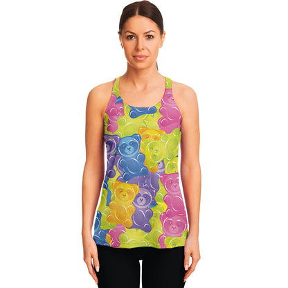 Colorful Gummy Bear Print Women's Racerback Tank Top