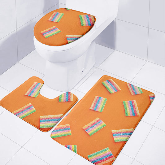 Colorful Gummy Print 3 Piece Bath Mat Set