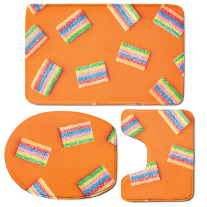 Colorful Gummy Print 3 Piece Bath Mat Set