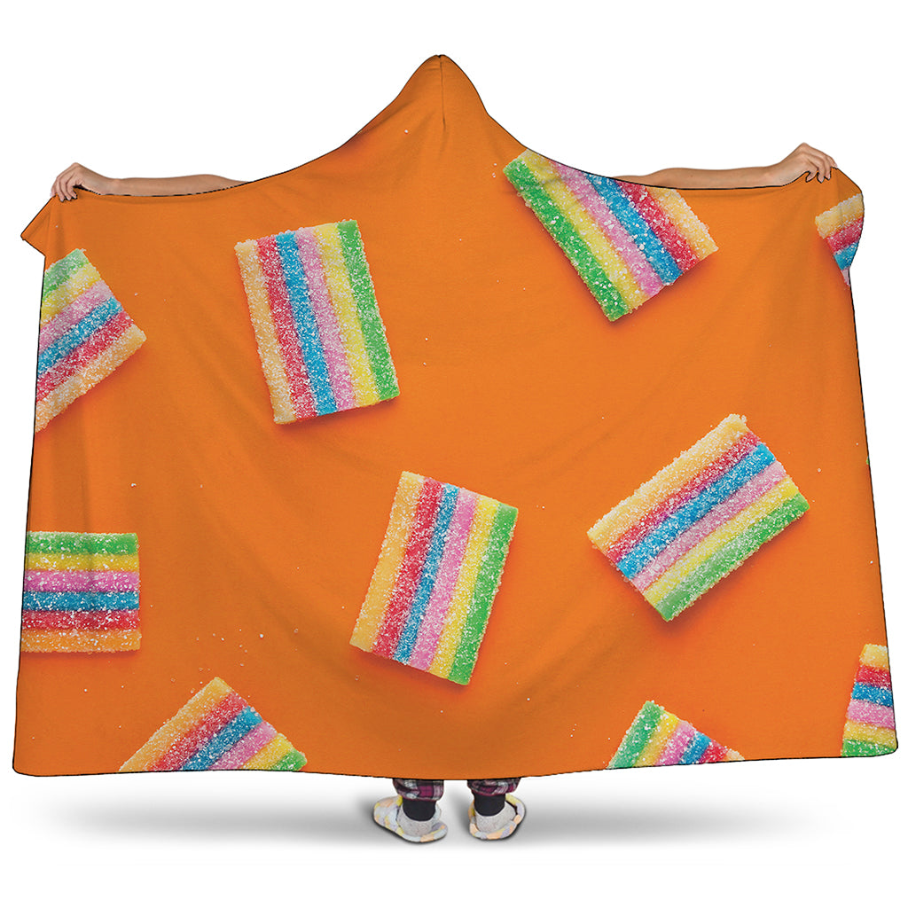 Colorful Gummy Print Hooded Blanket