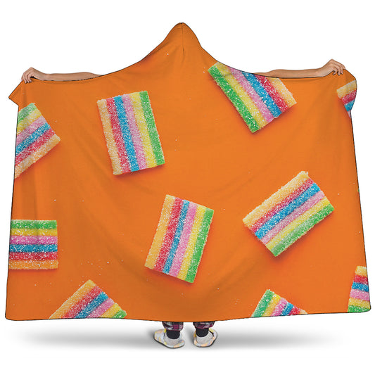 Colorful Gummy Print Hooded Blanket