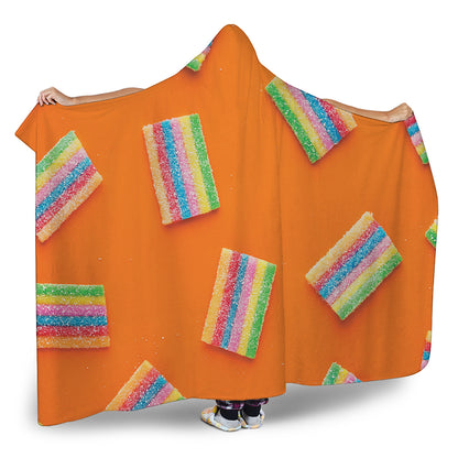 Colorful Gummy Print Hooded Blanket