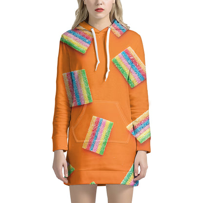Colorful Gummy Print Hoodie Dress