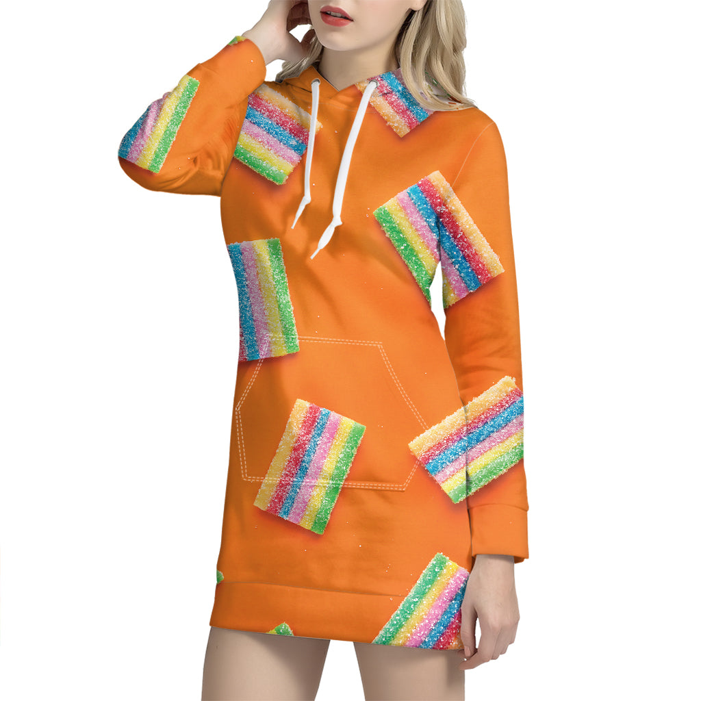 Colorful Gummy Print Hoodie Dress