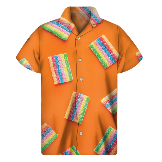 Colorful Gummy Print Men's Short Sleeve Shirt