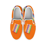 Colorful Gummy Print White Slip On Shoes