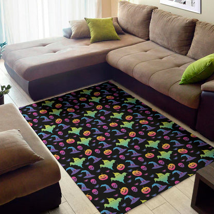 Colorful Halloween Party Pattern Print Area Rug