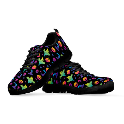 Colorful Halloween Party Pattern Print Black Sneakers