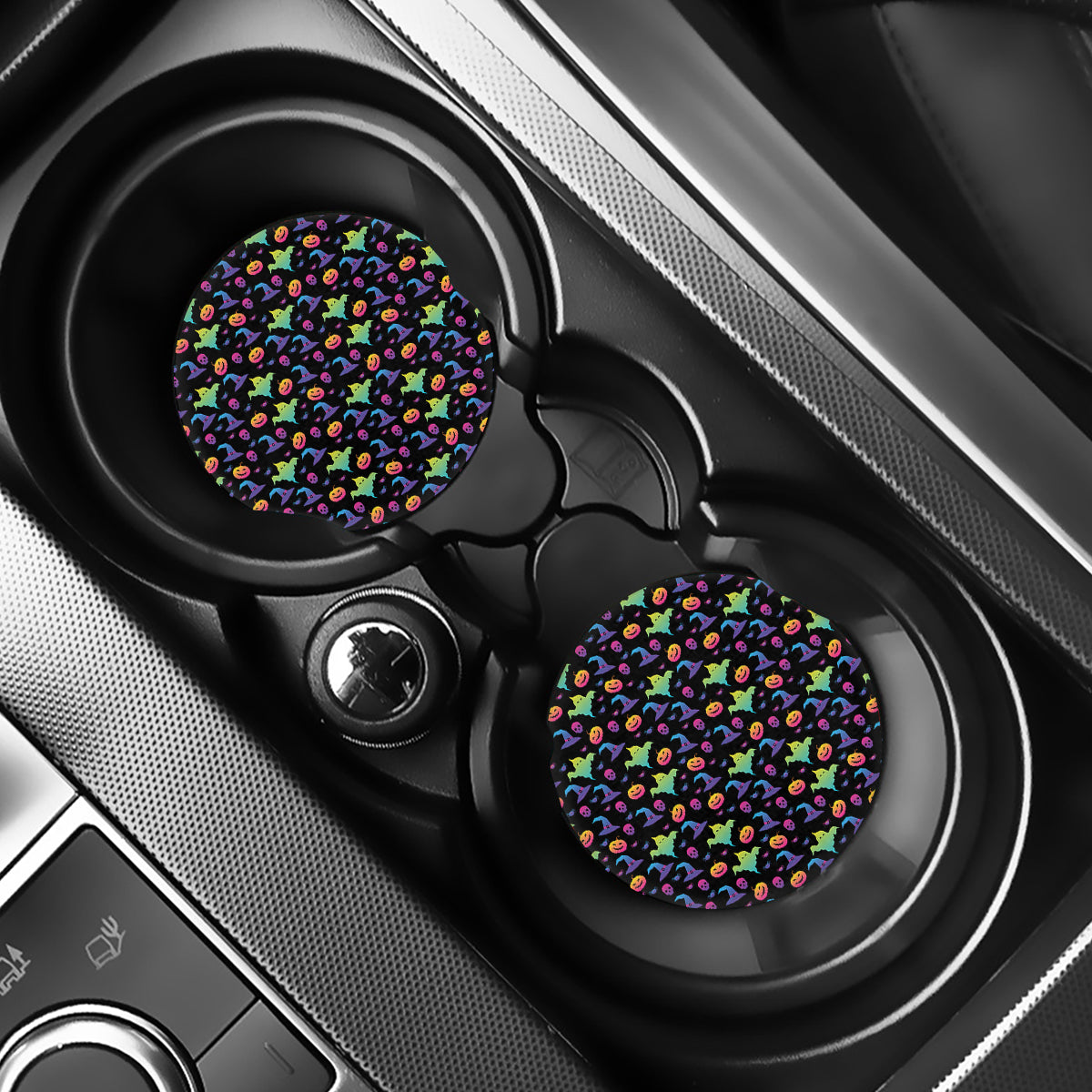 Colorful Halloween Party Pattern Print Car Coasters