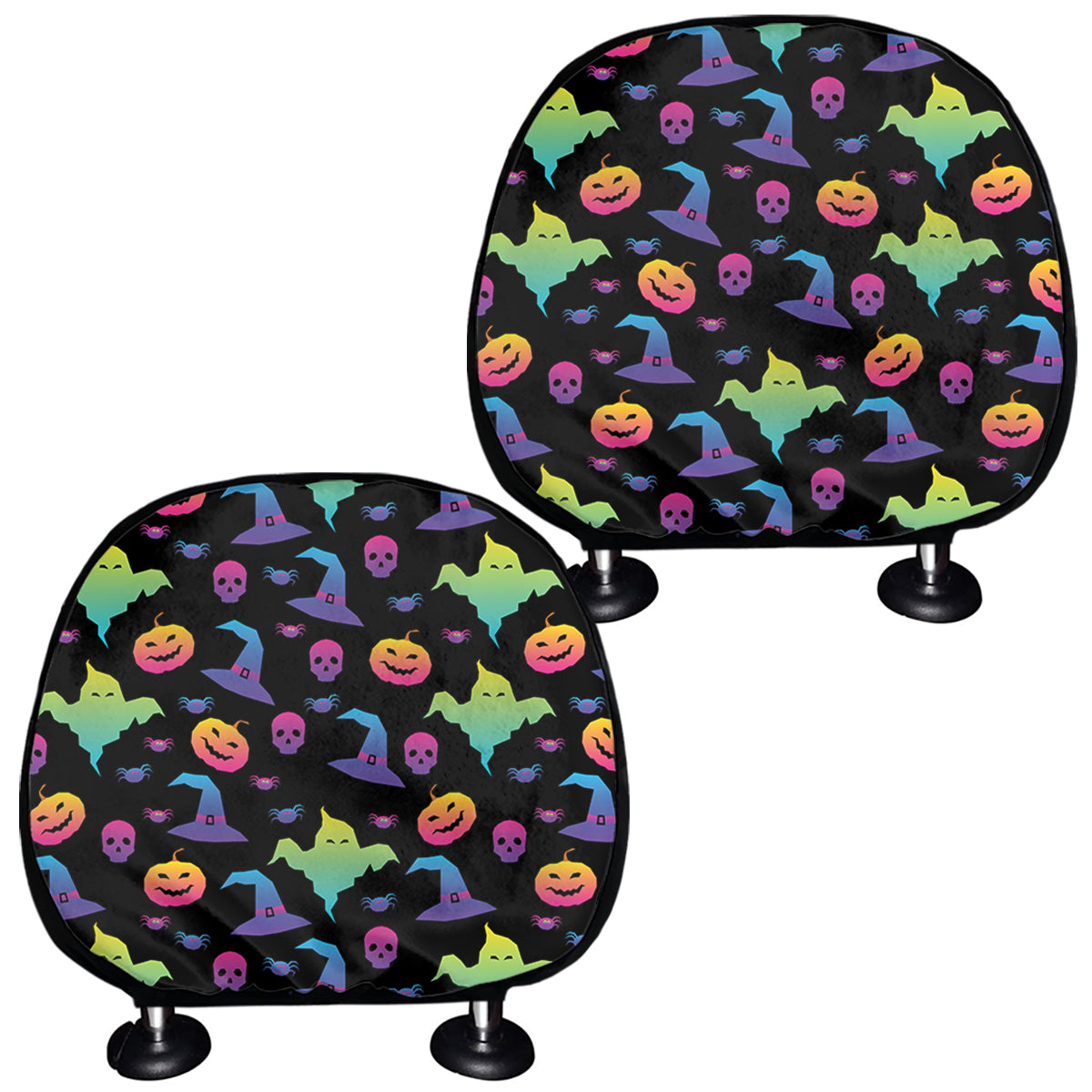 Colorful Halloween Party Pattern Print Car Headrest Covers