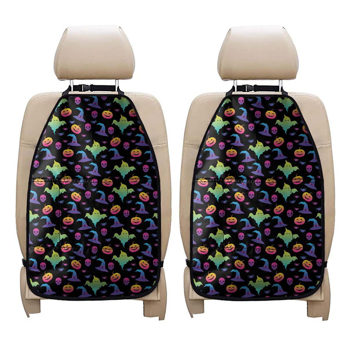 Colorful Halloween Party Pattern Print Car Seat Organizers