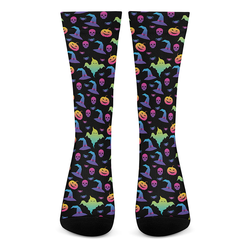 Colorful Halloween Party Pattern Print Crew Socks