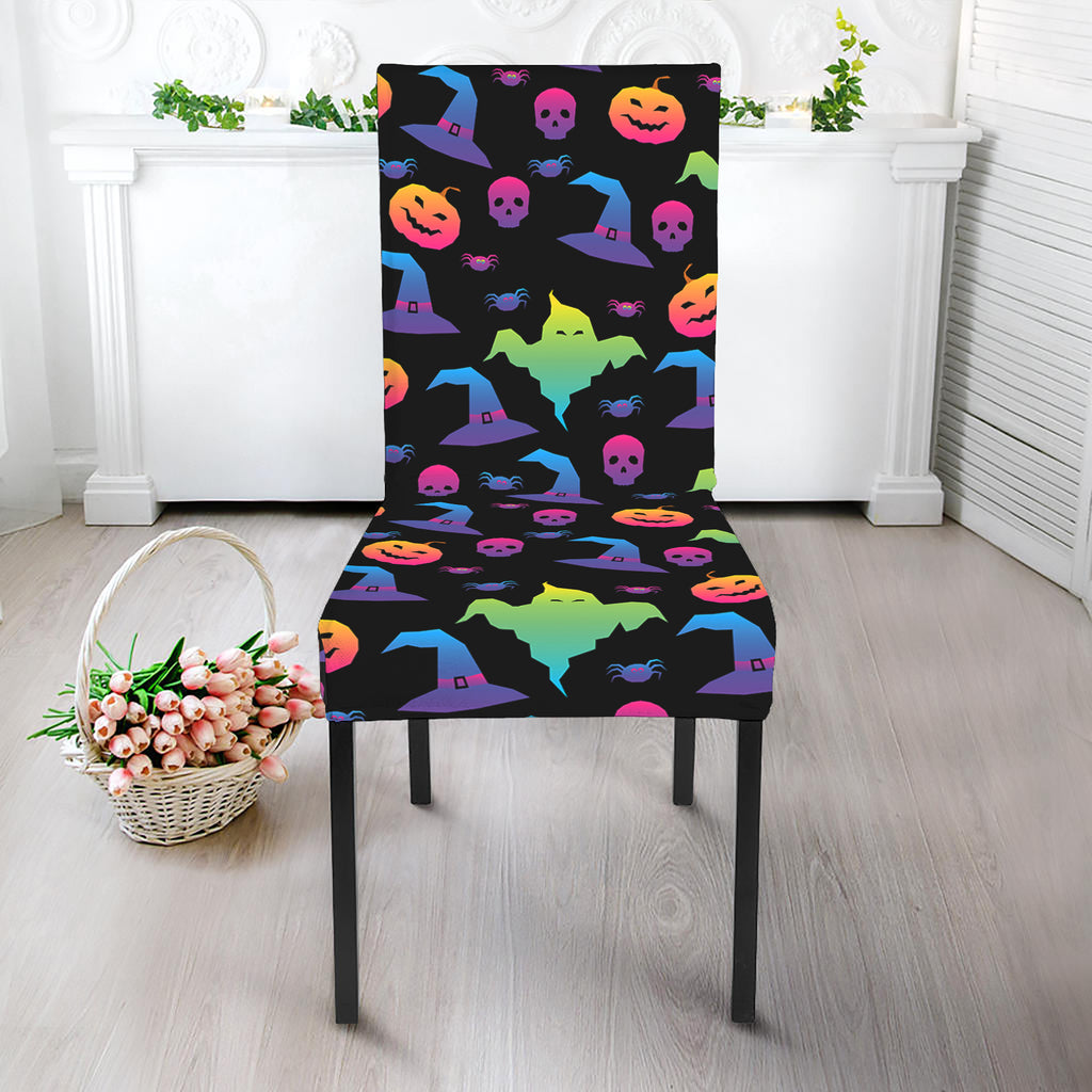 Colorful Halloween Party Pattern Print Dining Chair Slipcover