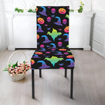 Colorful Halloween Party Pattern Print Dining Chair Slipcover