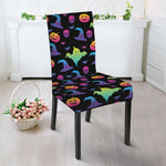 Colorful Halloween Party Pattern Print Dining Chair Slipcover