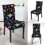 Colorful Halloween Party Pattern Print Dining Chair Slipcover