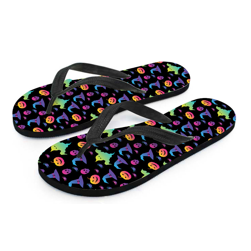 Colorful Halloween Party Pattern Print Flip Flops