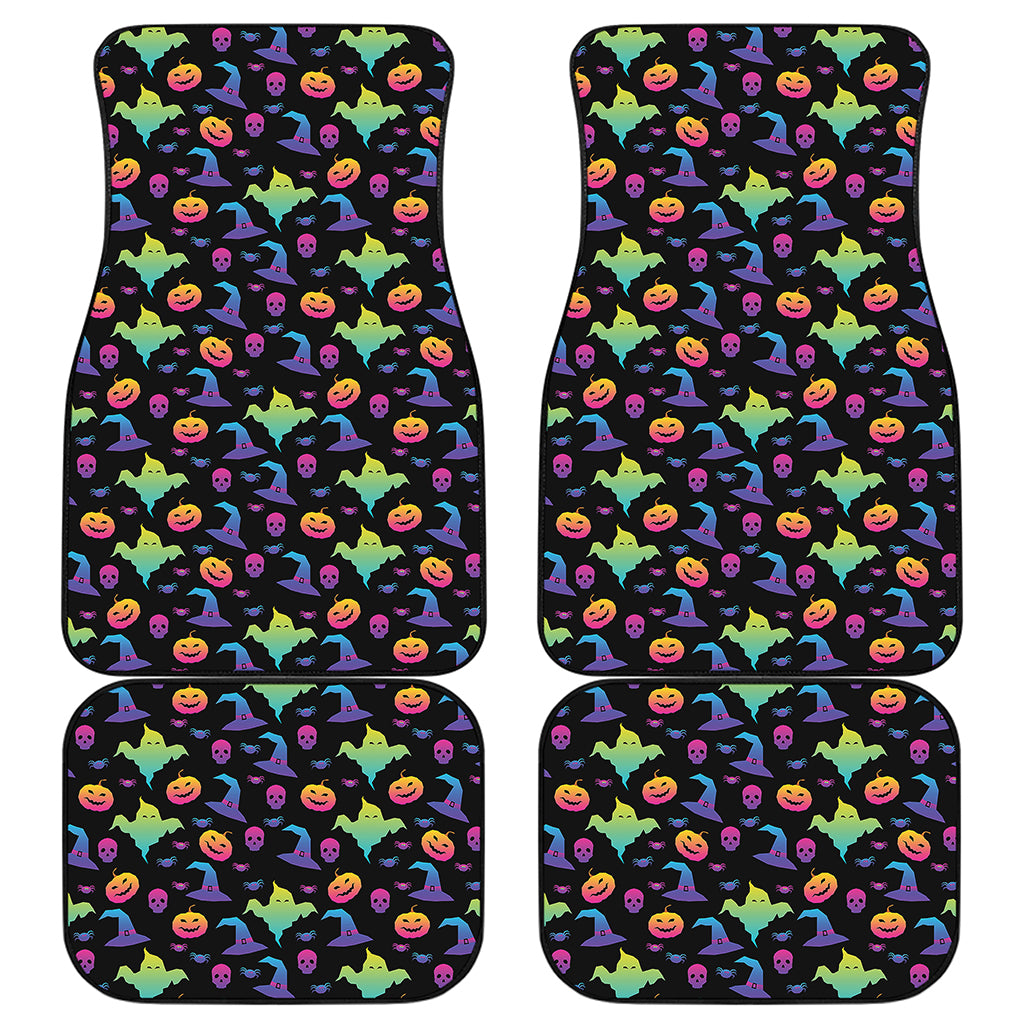 Colorful Halloween Party Pattern Print Front and Back Car Floor Mats