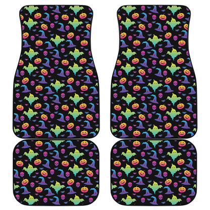 Colorful Halloween Party Pattern Print Front and Back Car Floor Mats