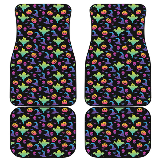 Colorful Halloween Party Pattern Print Front and Back Car Floor Mats