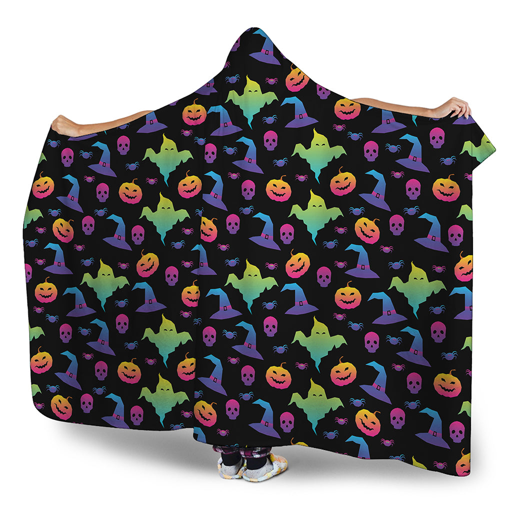 Colorful Halloween Party Pattern Print Hooded Blanket