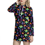 Colorful Halloween Party Pattern Print Hoodie Dress
