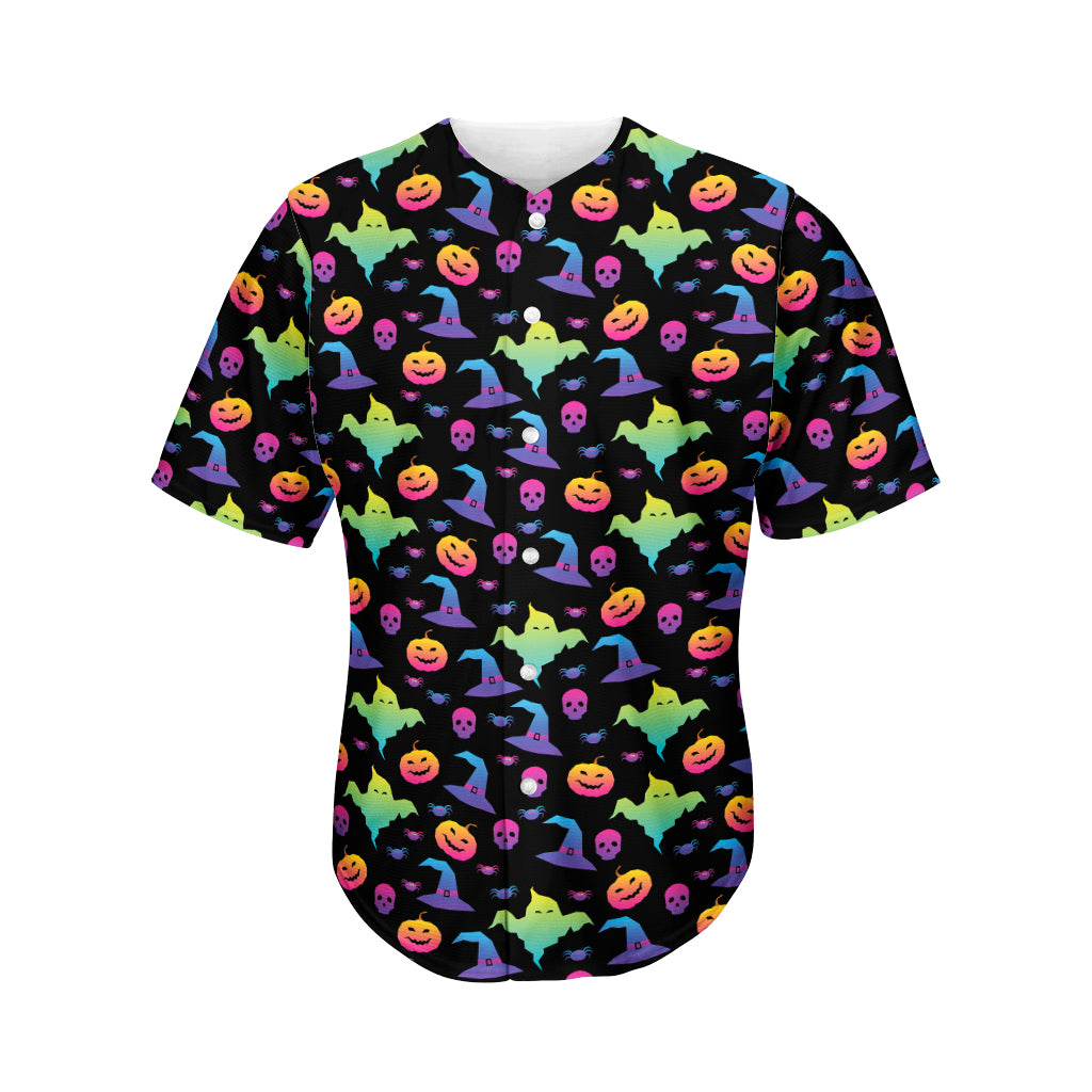 Colorful Halloween Party Pattern Print Men's Baseball Jersey