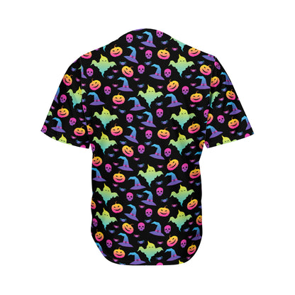 Colorful Halloween Party Pattern Print Men's Baseball Jersey