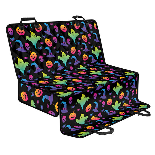 Colorful Halloween Party Pattern Print Pet Car Back Seat Cover