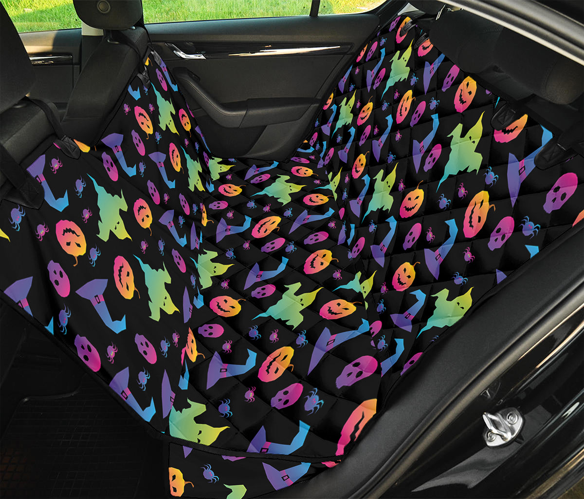 Colorful Halloween Party Pattern Print Pet Car Back Seat Cover