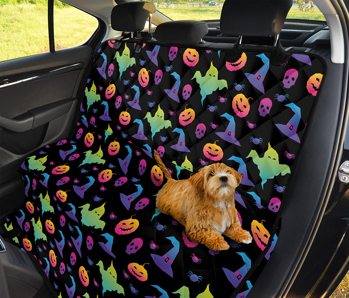 Colorful Halloween Party Pattern Print Pet Car Back Seat Cover