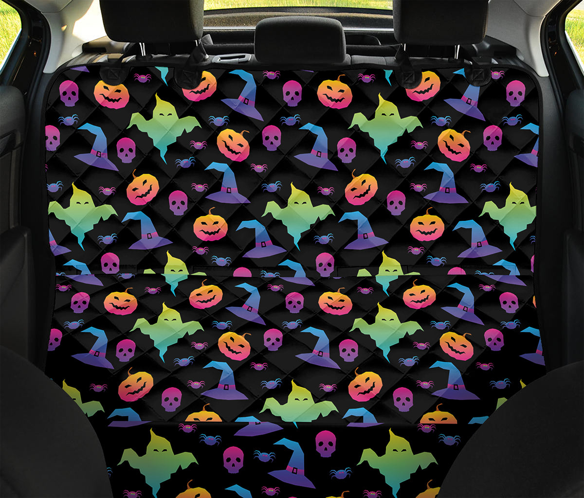 Colorful Halloween Party Pattern Print Pet Car Back Seat Cover