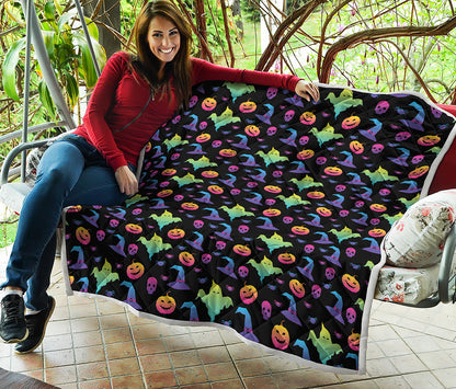 Colorful Halloween Party Pattern Print Quilt