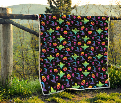 Colorful Halloween Party Pattern Print Quilt